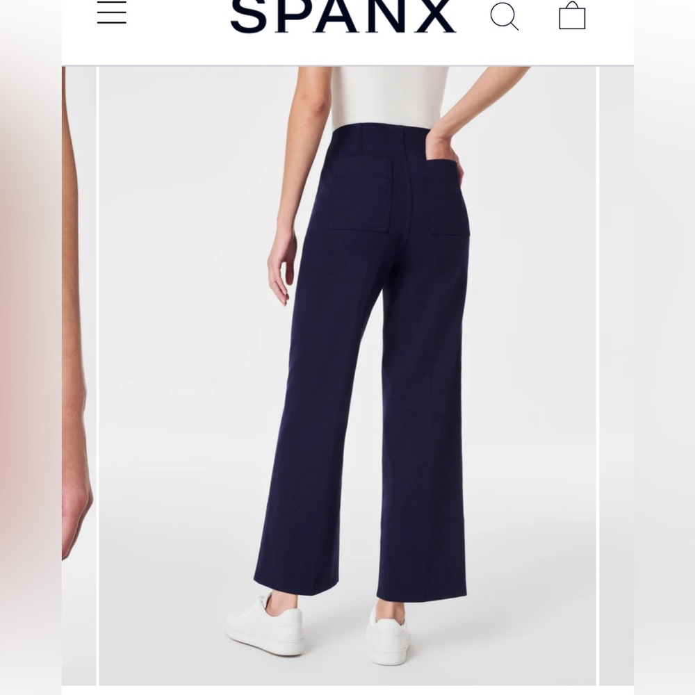 Spanx stretched twill cropped wide leg pant size S in Lapis Blue